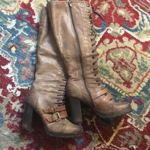 Brown under the knee boots